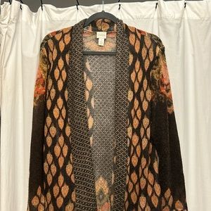 Chico’s 1/M Long Spacedye Cardigan Open Sunset Duster